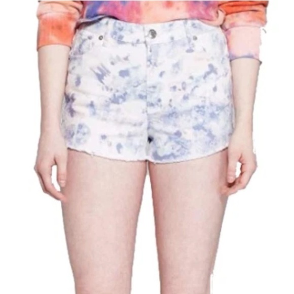 wild fable Pants - #68 Wild Fable High Rise Tye Dye Raw Hem Shorts in Purple Combo
